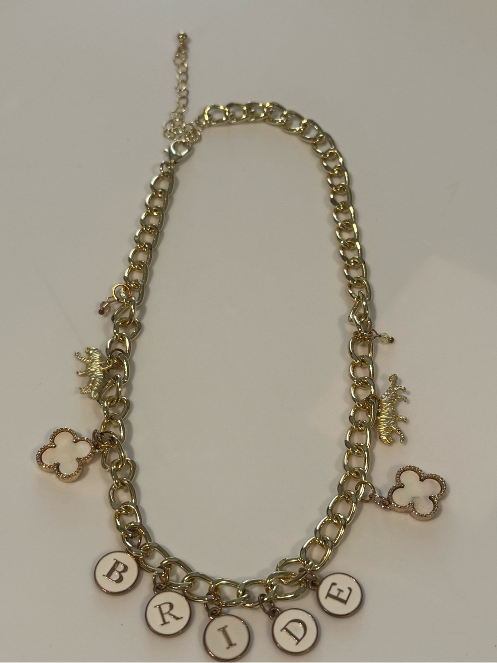BRIDE Gold Charm Necklace with Letter Discs
